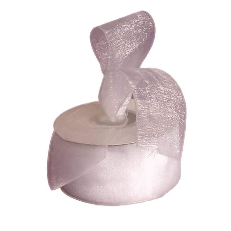 White Shimmer Sheer Organza Ribbon, 1-1/2" X 25Yd